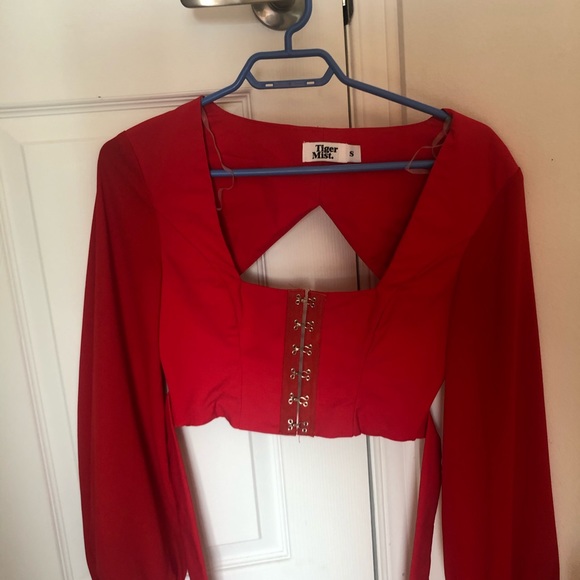 Tiger mist Red long-sleeve crop - Picture 2 of 2